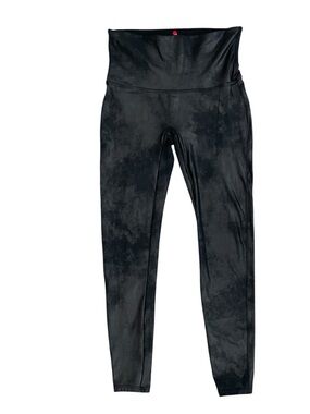 SPANX‎ Black Faux Leather Leggings XL High Rise Stretch Sculpting Lounge